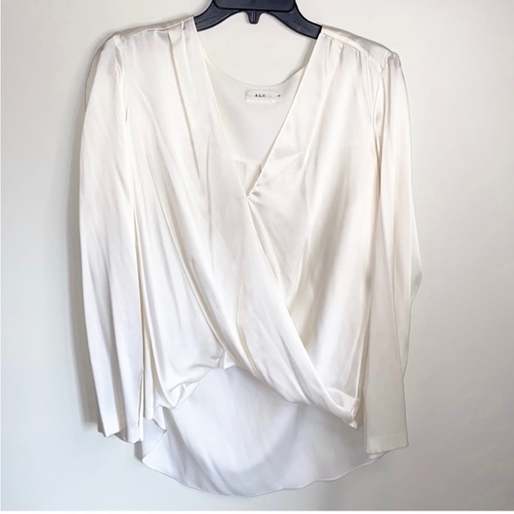 A.L.C. Tops - ALC Silk White Faux Wrap Hi Lo Top 10